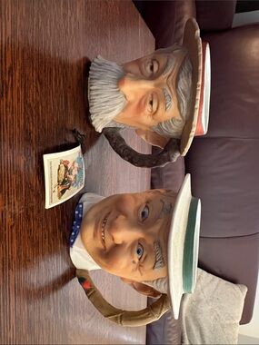 Norman Rockwell Vintage Novelty Ceramic Character Mugs - Pair